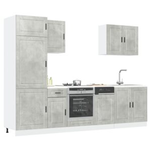 7 peças armário de cozinha conjunto Kalmar cinzento cimento