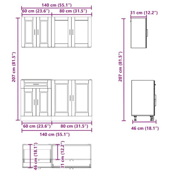 4 peças armário de cozinha conjunto Kalmar sonoma carvalho - Image 6