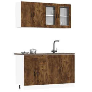 4 peças armário de cozinha conjunto Kalmar carvalho fumado