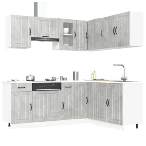 11 peças armário de cozinha conjunto Kalmar concreto cinza