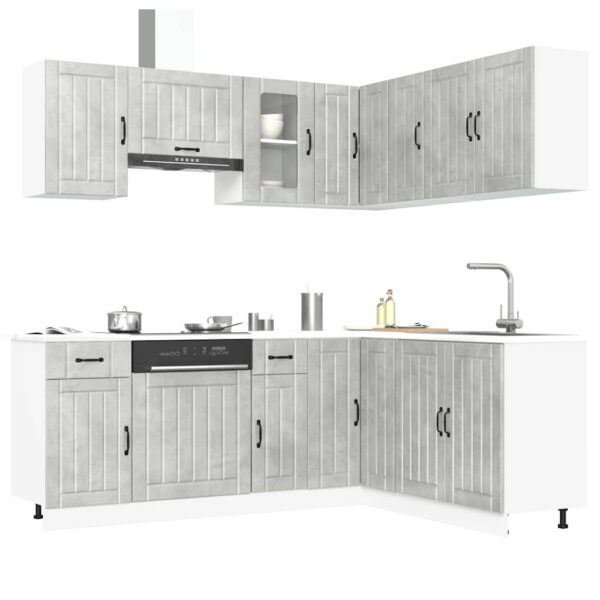 11 peças armário de cozinha conjunto Kalmar concreto cinza