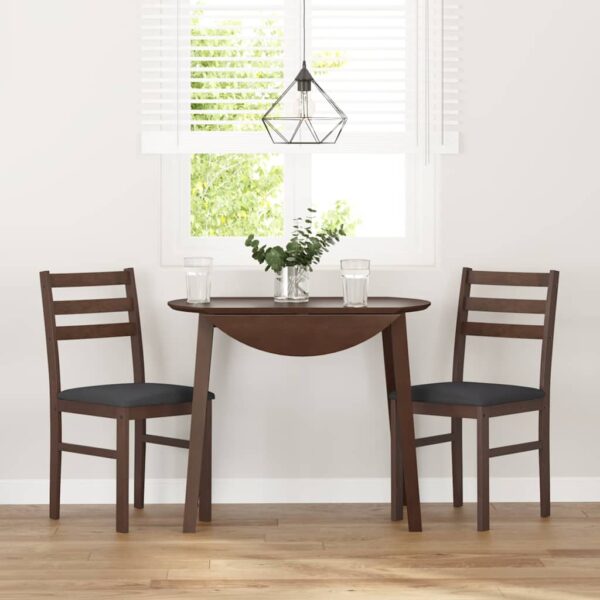 Cadeiras de jantar com almofadões 2 pcs madeira maciça castanho - Image 2
