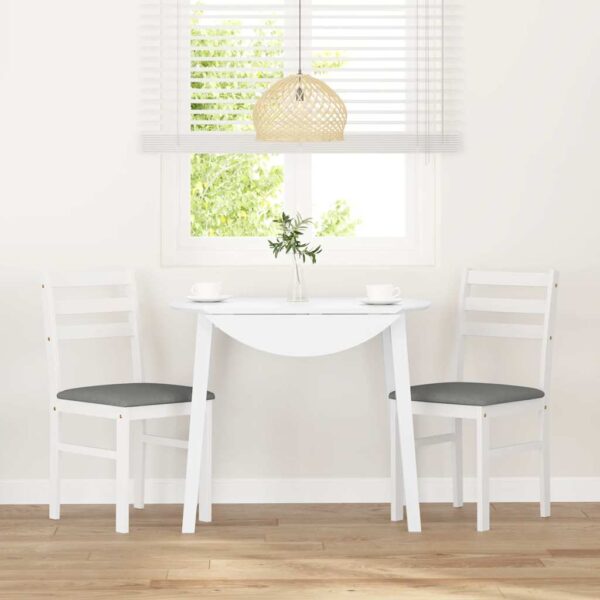 Cadeiras de jantar com almofadões 2 pcs madeira maciça branco - Image 2