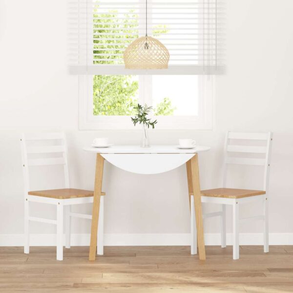 Cadeiras de jantar 2 pcs madeira de seringueira maciça branco - Image 2