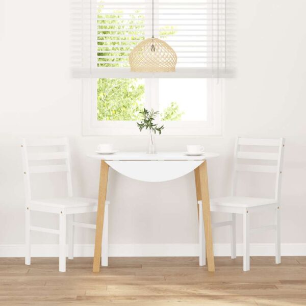 Cadeiras de jantar 2 pcs madeira de seringueira maciça branco - Image 2