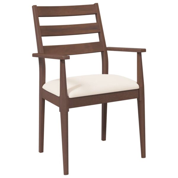Cadeiras de jantar com almofadões 2 pcs madeira maciça castanho - Image 3