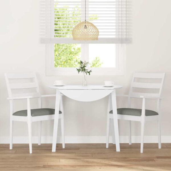 Cadeiras de jantar com almofadões 2 pcs madeira maciça branco - Image 2