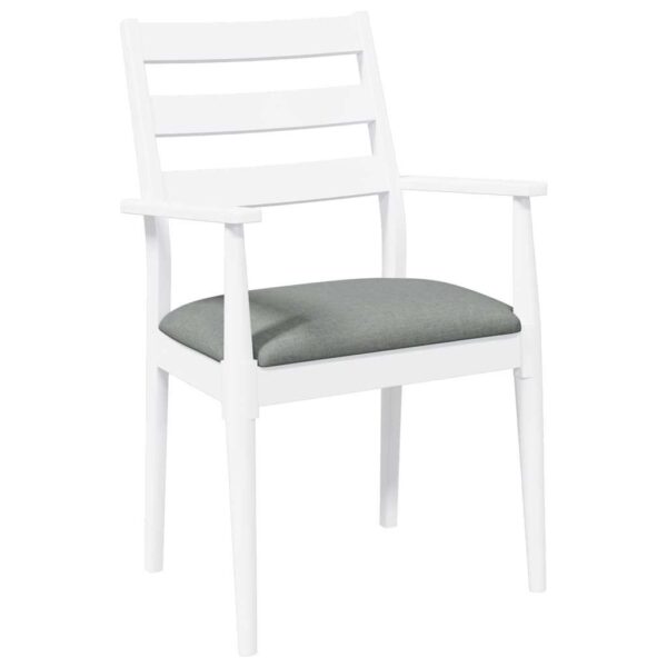 Cadeiras de jantar com almofadões 2 pcs madeira maciça branco - Image 3