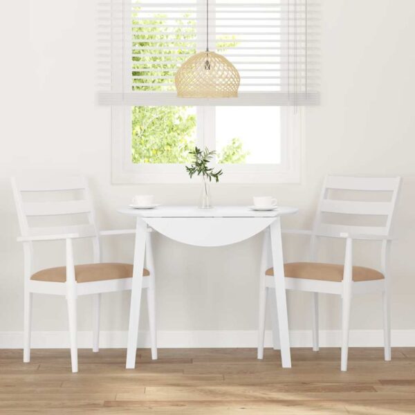 Cadeiras de jantar com almofadões 2 pcs madeira maciça branco - Image 2