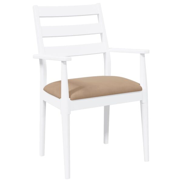 Cadeiras de jantar com almofadões 2 pcs madeira maciça branco - Image 3