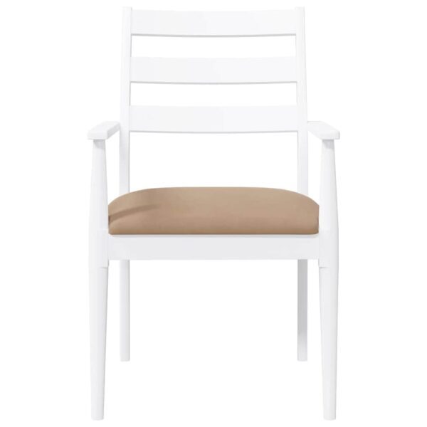 Cadeiras de jantar com almofadões 2 pcs madeira maciça branco - Image 4
