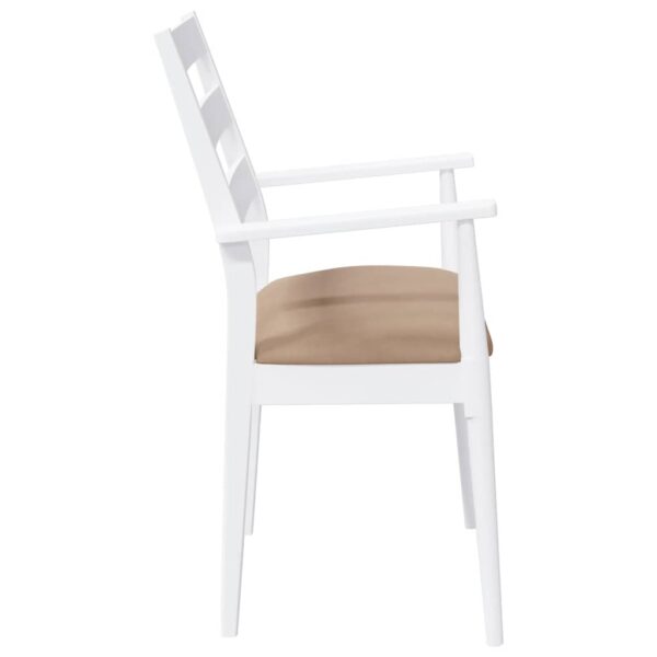 Cadeiras de jantar com almofadões 2 pcs madeira maciça branco - Image 5
