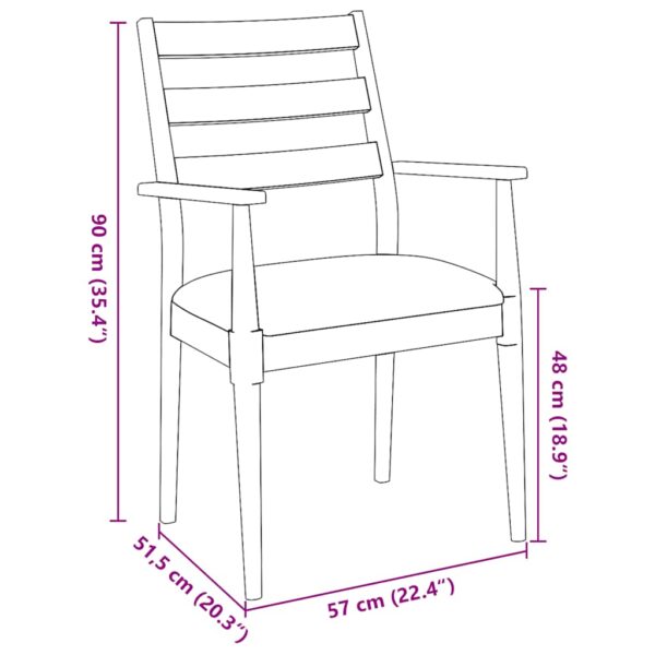 Cadeiras de jantar com almofadões 2 pcs madeira maciça branco - Image 10