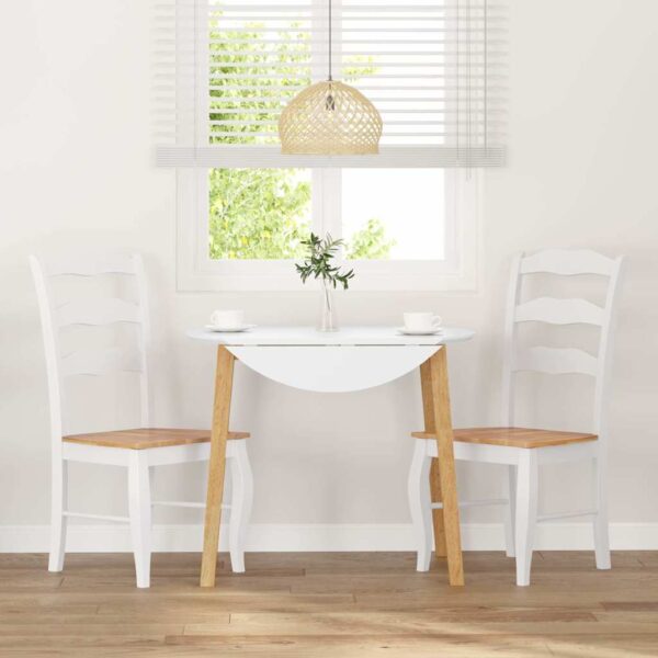Cadeiras de jantar 2 pcs madeira de seringueira maciça branco - Image 2
