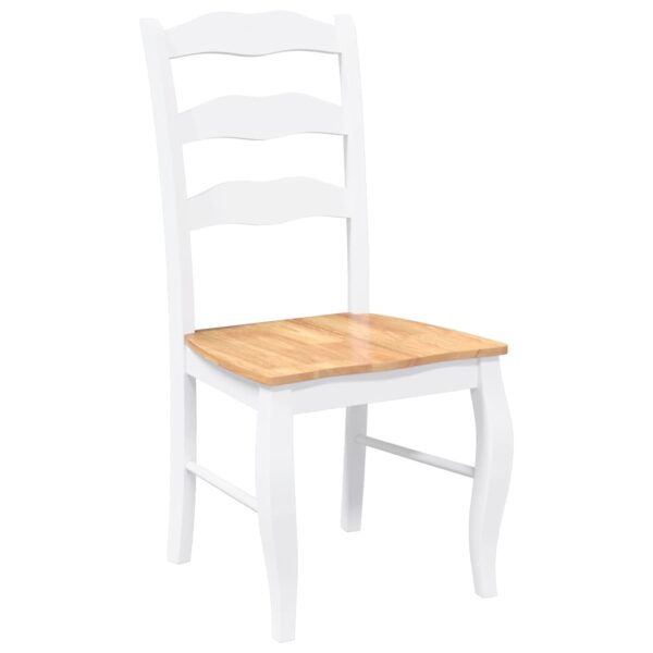 Cadeiras de jantar 2 pcs madeira de seringueira maciça branco - Image 3
