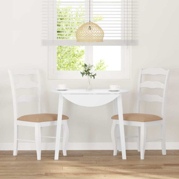 Cadeiras de jantar com almofadões 2 pcs madeira maciça branco - Image 2