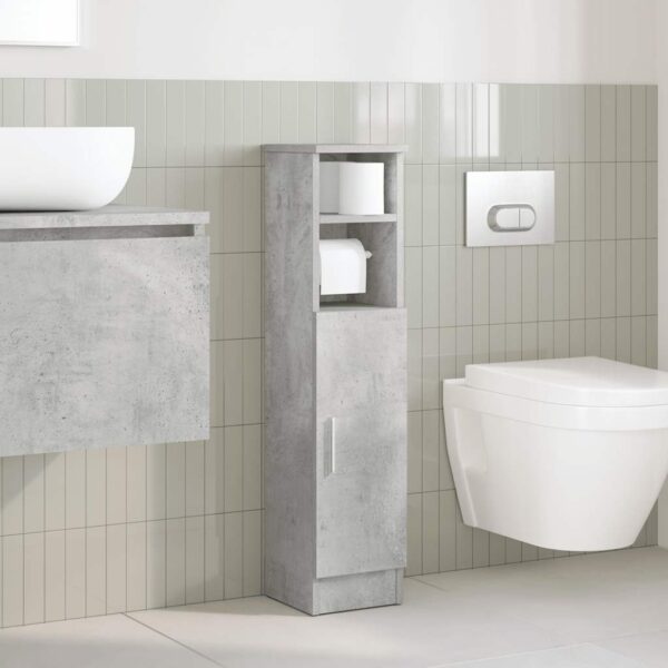 Móvel p/ casa banho c/ suporte rolos 20,5x22x90cm cinza cimento - Image 2