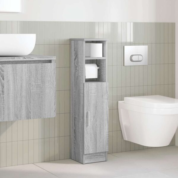 Móvel p/ casa banho c/ suporte rolos 20,5x22x90 cm sonoma cinza - Image 2