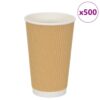 Copos de café de papel 500 pcs 16oz 400ml castanho