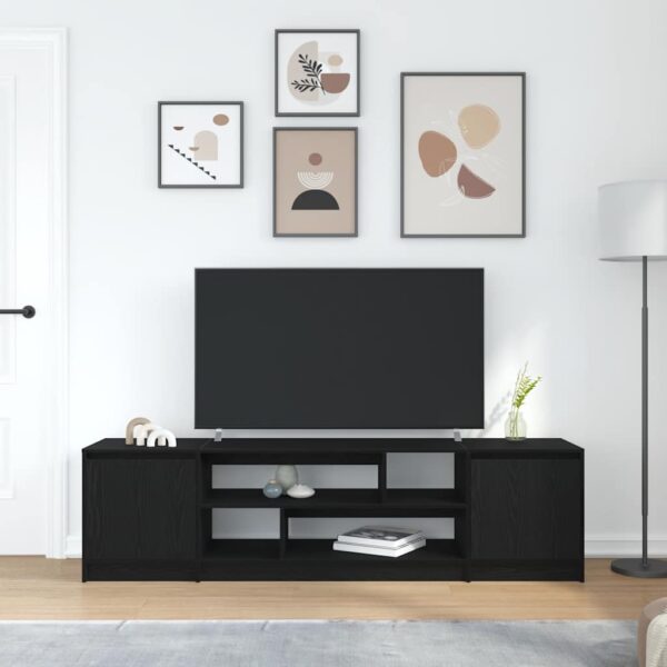 Móvel de TV 188,5x41x50 cm derivados de madeira carvalho preto - Image 2