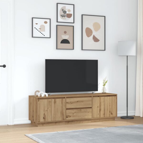 Móvel de TV com luzes LED 160,5x41x50 cm carvalho artisiano - Image 3