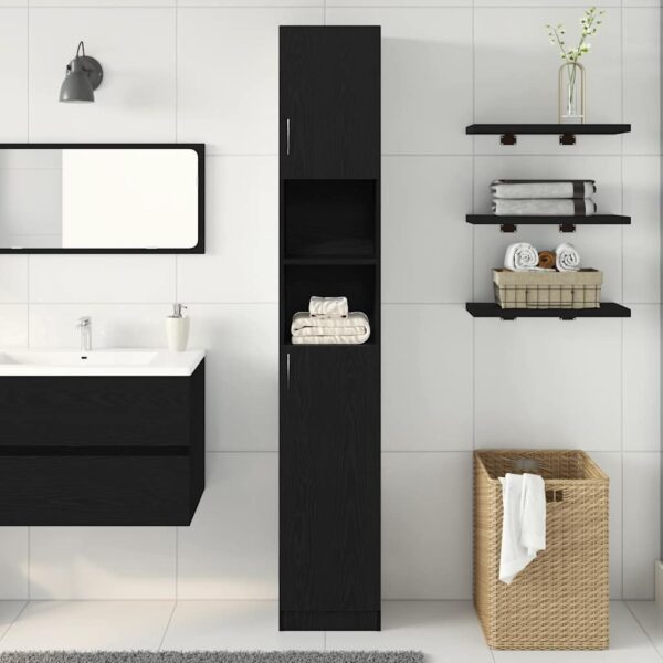 Armário WC 32x25,5x190 cm derivados madeira carvalho preto - Image 2