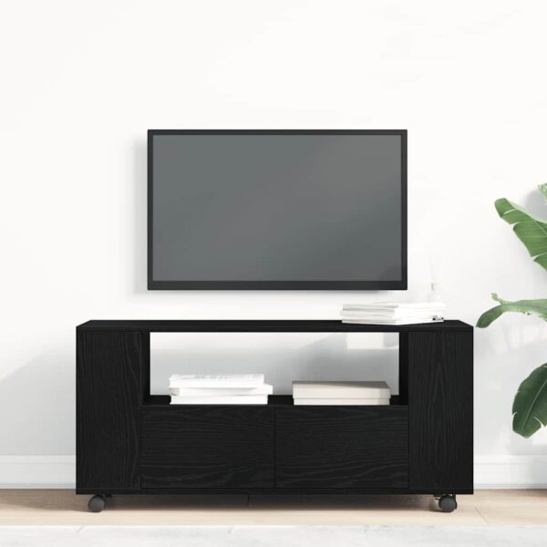Móvel TV c/rodas 102x34,5x43cm deriv.madeira carvalho preto - Image 2