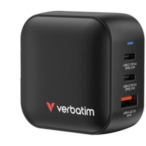 Cargador de Pared Universal Verbatim Mini GaN Wall Charger/ 2xUSB Tipo-C/ 1xUSB/ 70W