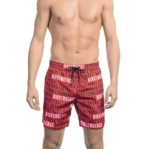 Bikkembergs Fato de Banho Masculino Vermelho em Poliéster