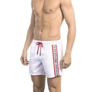 Bikkembergs Fato de Banho Masculino Branco e Vermelho
