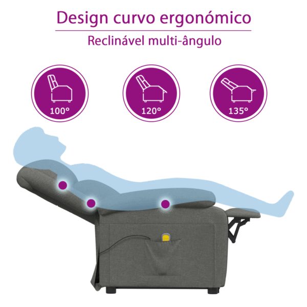 Poltrona de massagens tecido cinzento-claro - Image 11