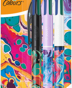 Bic 4 Colours Decors Hydro Pack de 3 Boligrafos de Bola Retractil - Punta Media de 1.0mm - Tinta con Base de Aceite - 4 Colores