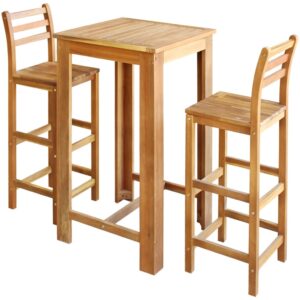 Conjunto mesa e cadeiras de bar 3 pcs madeira de acácia maciça