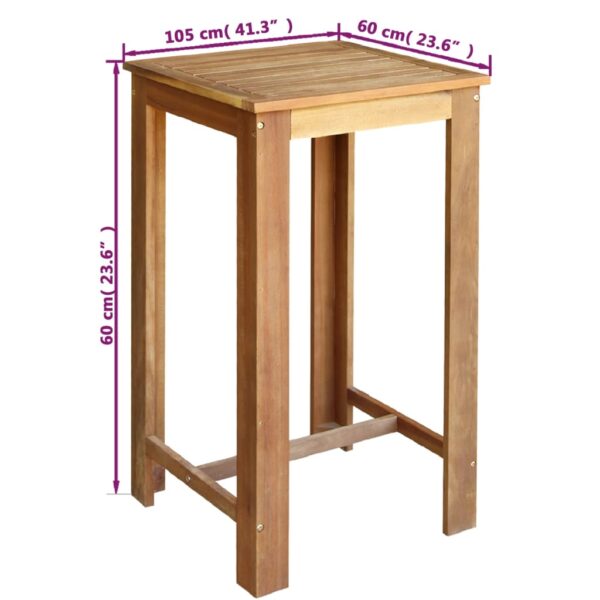Conjunto mesa e cadeiras de bar 3 pcs madeira de acácia maciça - Image 5