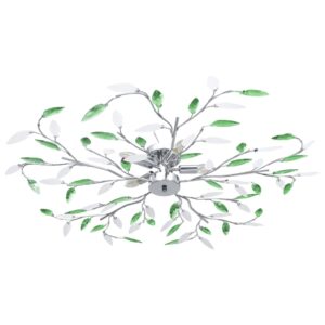 Candeeiro teto braços folhas de cristal acrílico 5 E14 verde