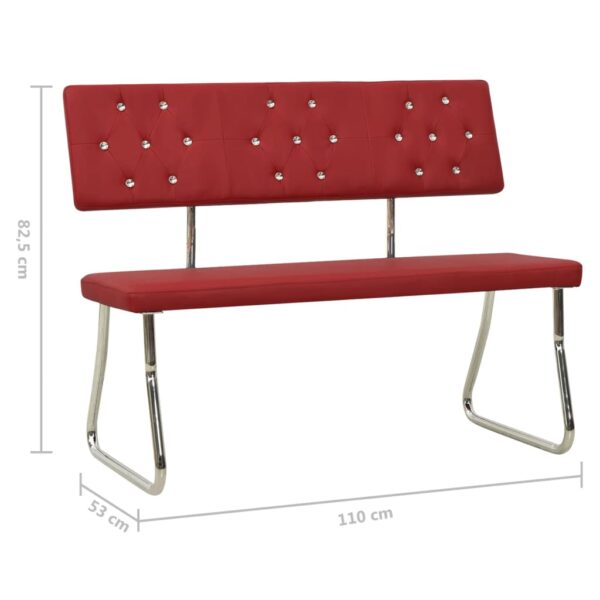 Banco 110 cm couro artificial vermelho tinto - Image 6