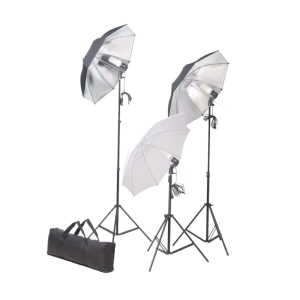 Kit estúdio fotográfico com lâmpadas/sombrinhas/fundo/refletor - Image 3