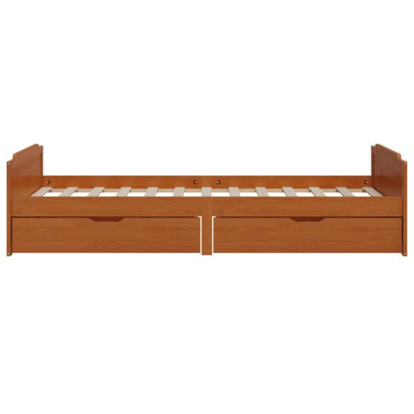 Estrutura cama c/ gavetas 90x200 cm pinho maciço castanho mel - Image 5