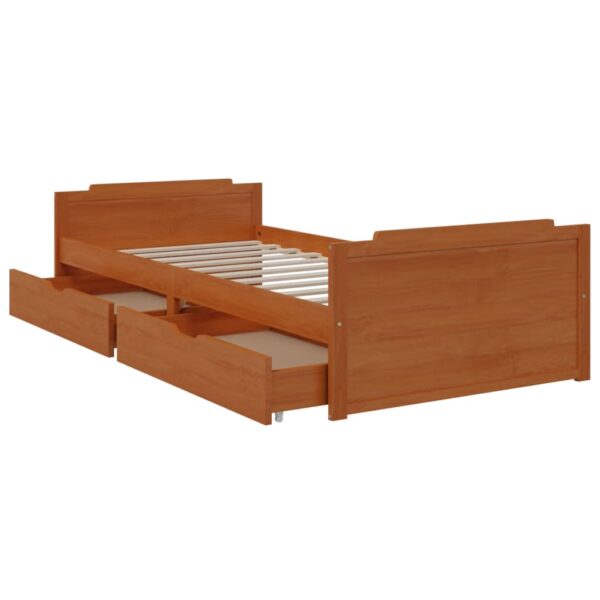 Estrutura cama c/ gavetas 90x200 cm pinho maciço castanho mel - Image 6