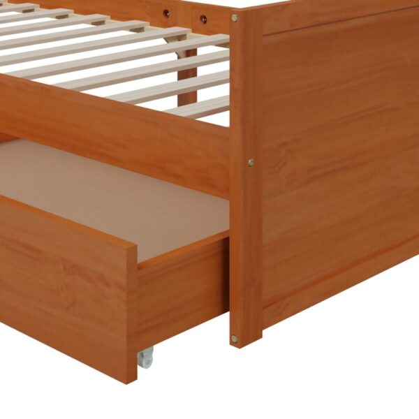 Estrutura cama c/ gavetas 90x200 cm pinho maciço castanho mel - Image 7