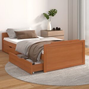 Estrutura cama c/ gavetas 90x200 cm pinho maciço castanho mel