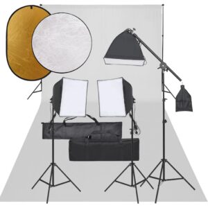 Kit estúdio fotográfico c/ conj. de iluminação/fundo/refletor