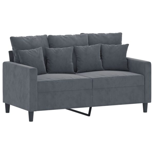 4 pcs conjunto de sofás com almofadões veludo cinzento-escuro - Image 3