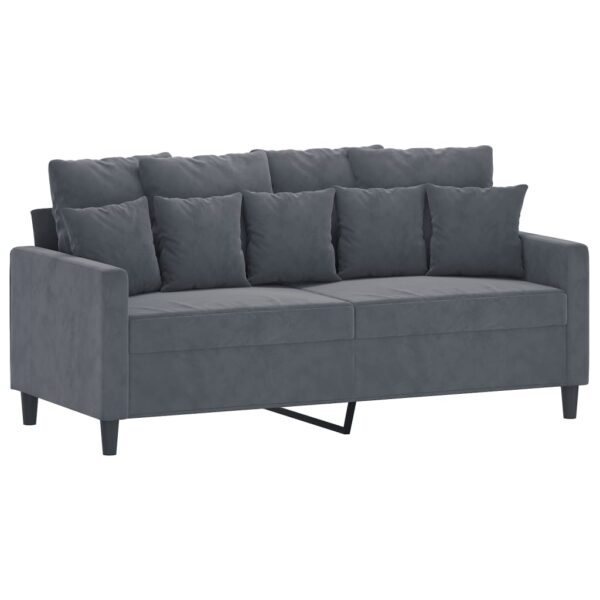 2 pcs conjunto de sofás com almofadões veludo cinzento-escuro - Image 3