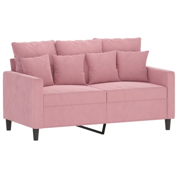 2 pcs conjunto de sofás com almofadões veludo rosa - Image 2