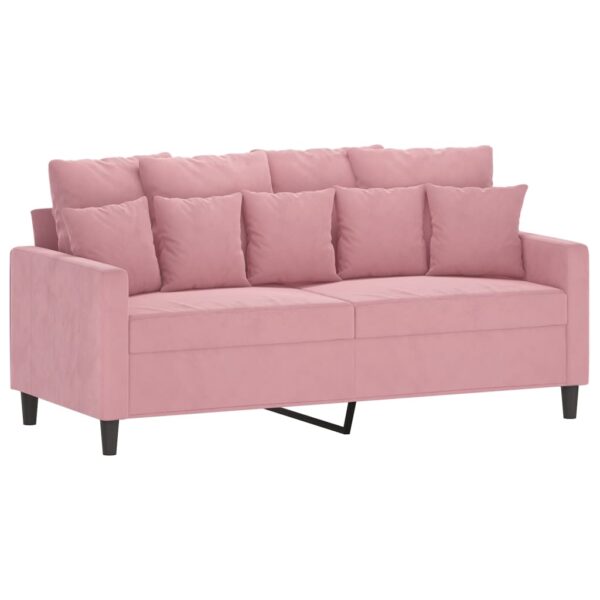 2 pcs conjunto de sofás com almofadões veludo rosa - Image 3