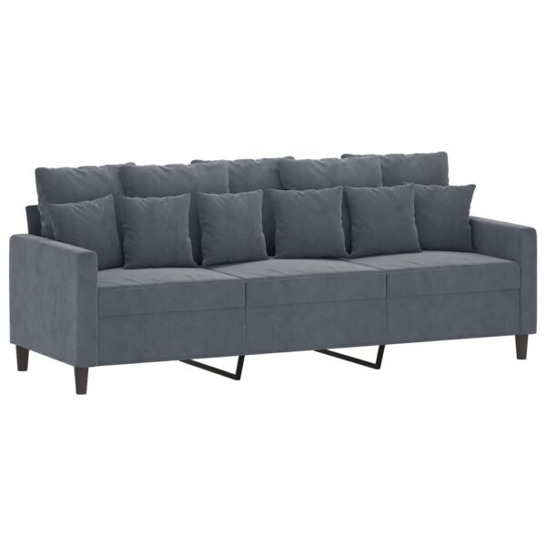 2 pcs conjunto de sofás com almofadões veludo cinzento-escuro - Image 3