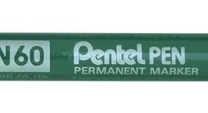 Pentel Pen N60 Rotulador Permanente - Punta Biselada Resistente y Duradera - Resistente a Agua y Luz - Color Verde