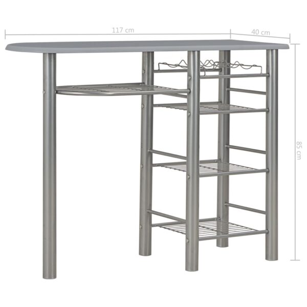 3 pcs conjunto de bar com prateleiras madeira e aço cinzento - Image 11