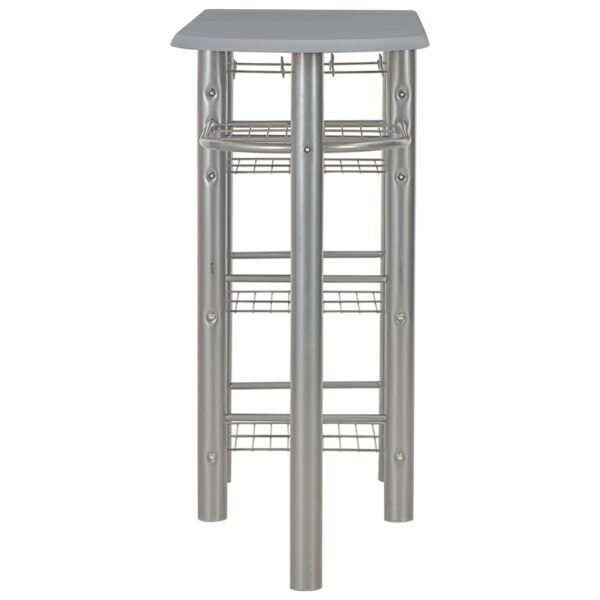 3 pcs conjunto de bar com prateleiras madeira e aço cinzento - Image 4